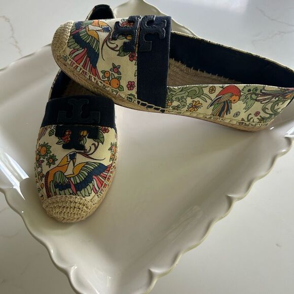 TORY BURCH WESTON FLAT ESPADRILLE Promised Land/Royal Navy Size 8 - Picture 5 of 10